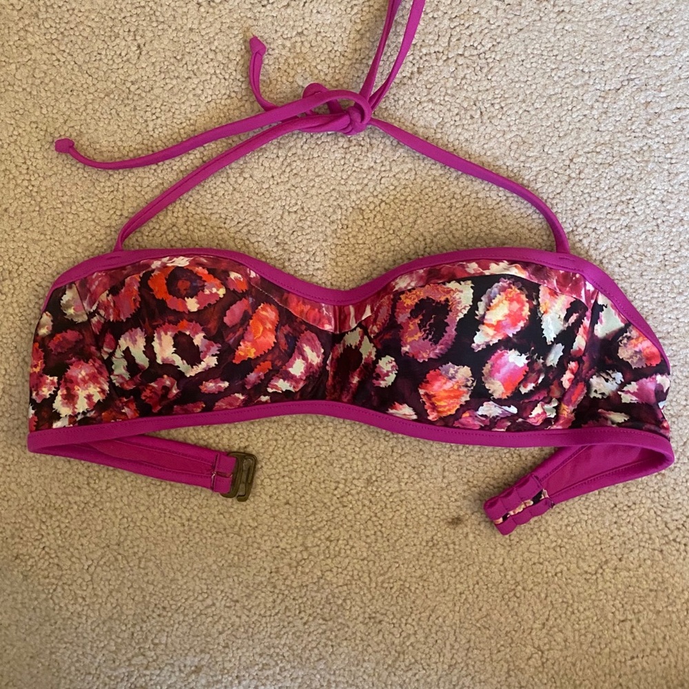 Halter bandeau floral bikini top